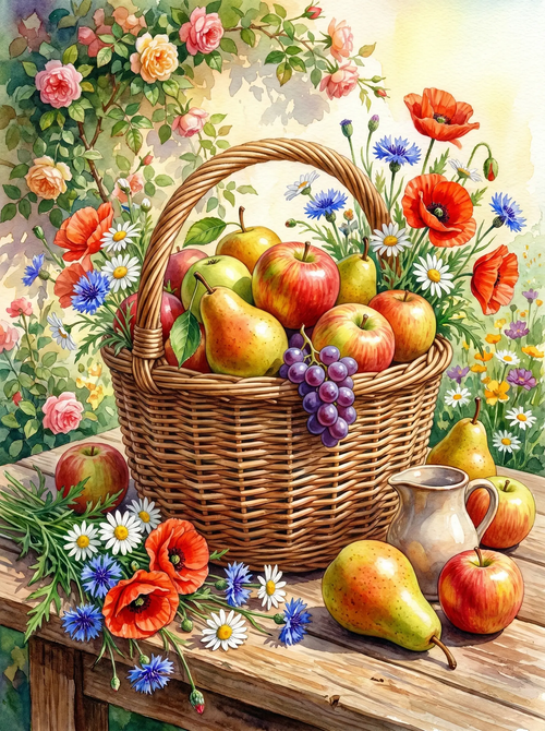 Fruit Basket Wildflowers (Diamond Painting)