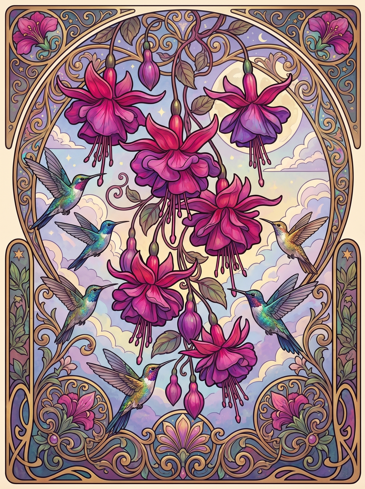 Fuchsia Hummingbird Panel (80 Colors)