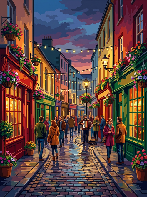 Galway Latin Quarter Evening (150 Color Diamond Painting)