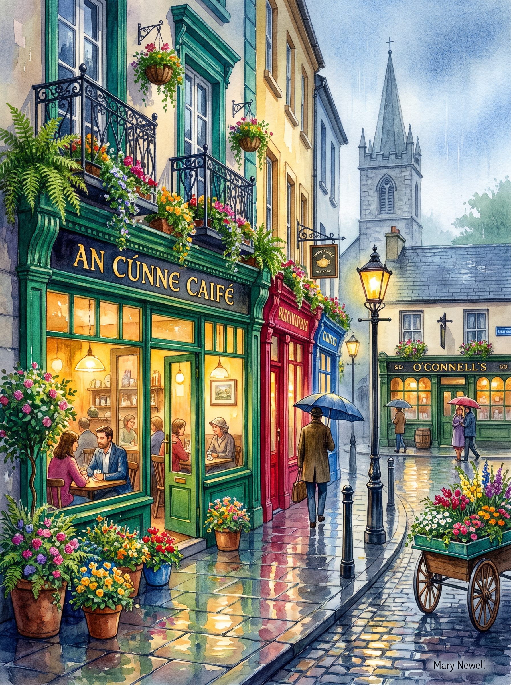 Galway Latin Quarter Rainy Café