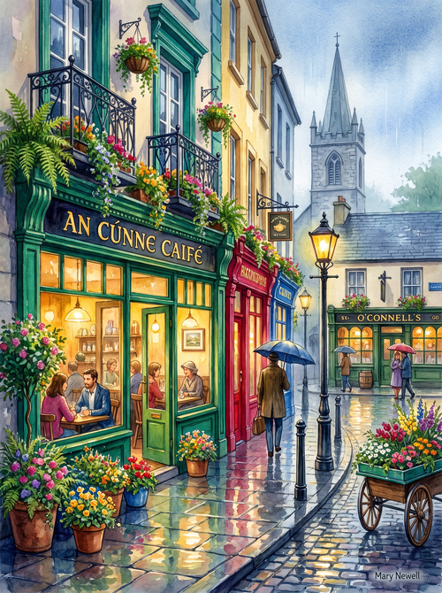Galway Latin Quarter Rainy Café