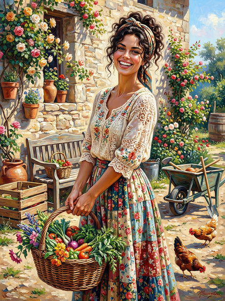 Garden Girl With Harvest Basket (Diamond Painting) Diamond Painting kit