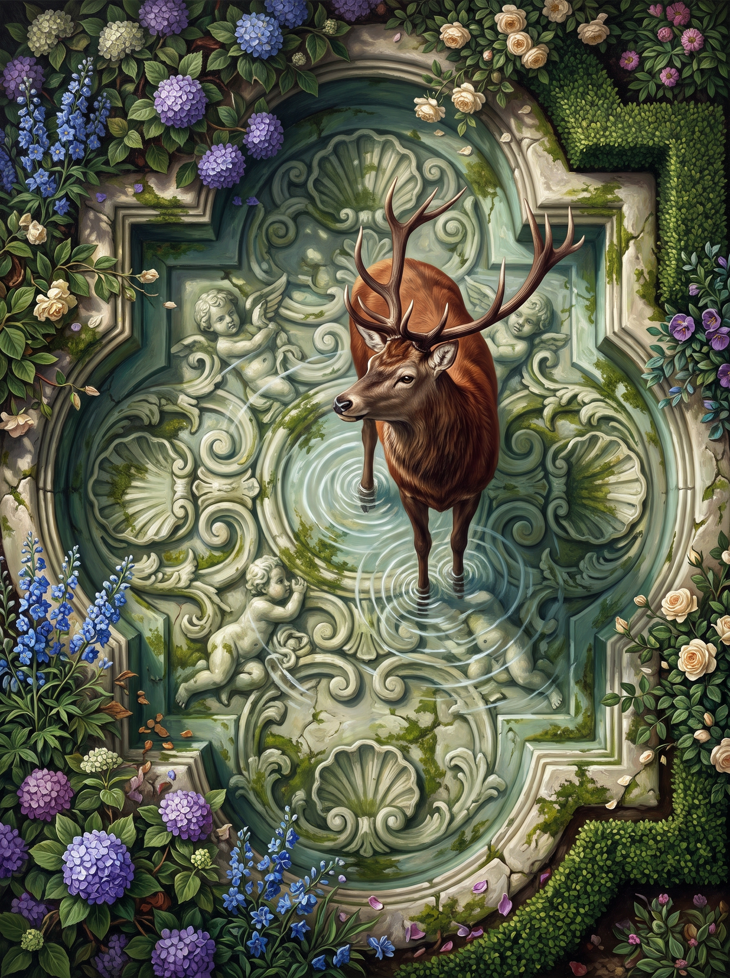 Garden Stag Reflection