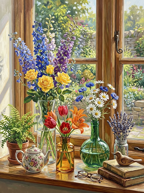 Garden Window Flowers (Diamond Painting)