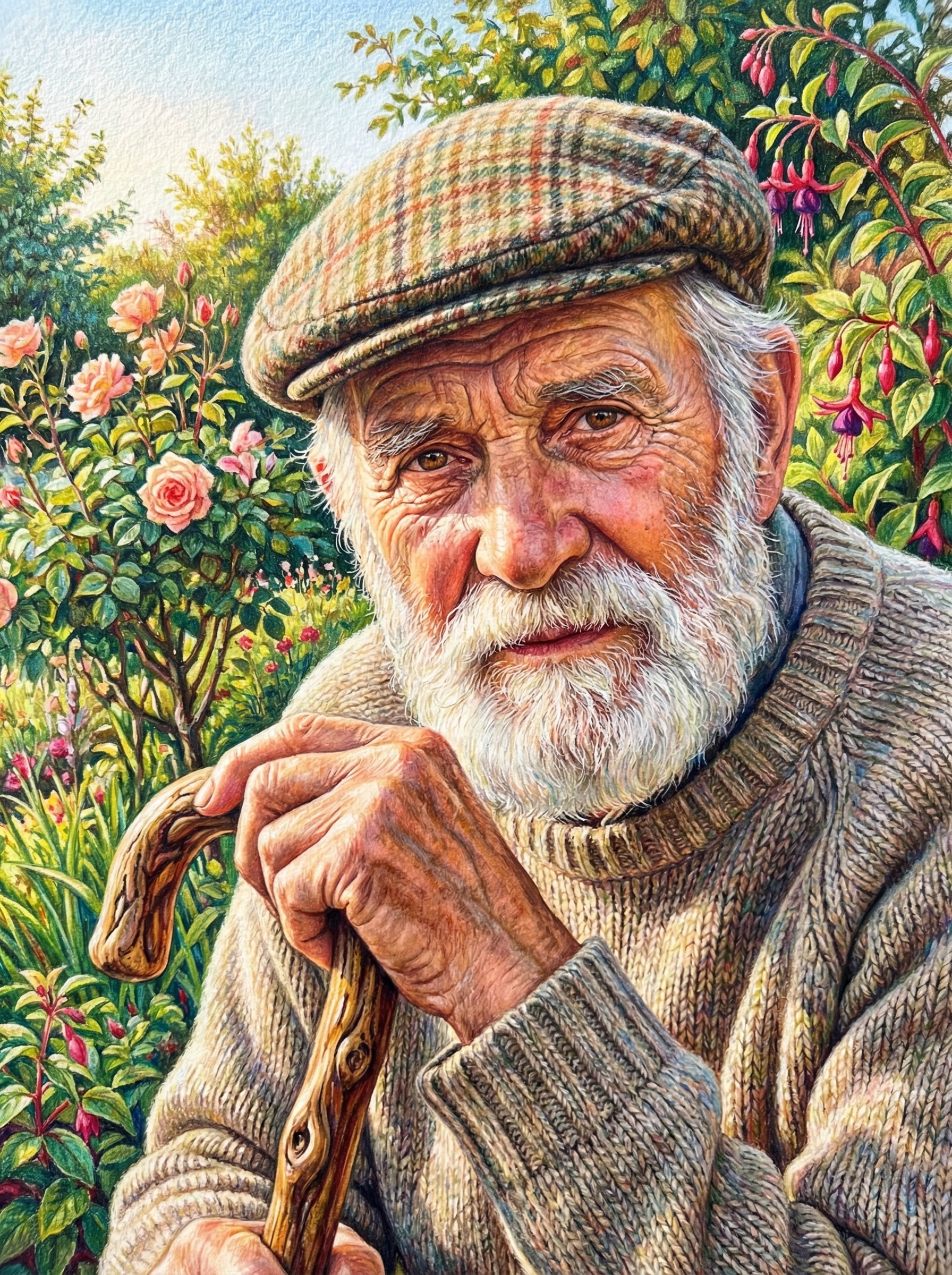 Gardener With Walking Stick (100 Color Diamond Painting) Diamond Painting kit