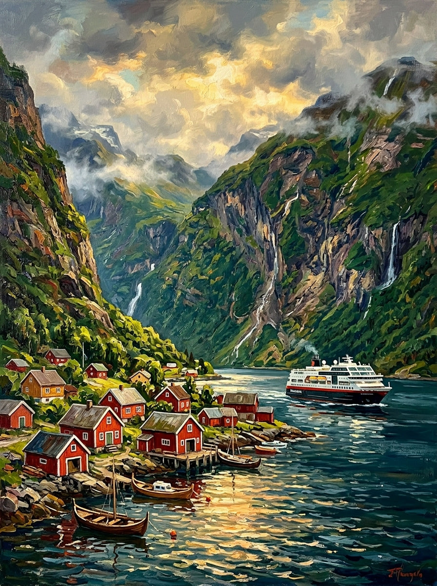 Geiranger Fjord Village (150 Color Diamond Painting)