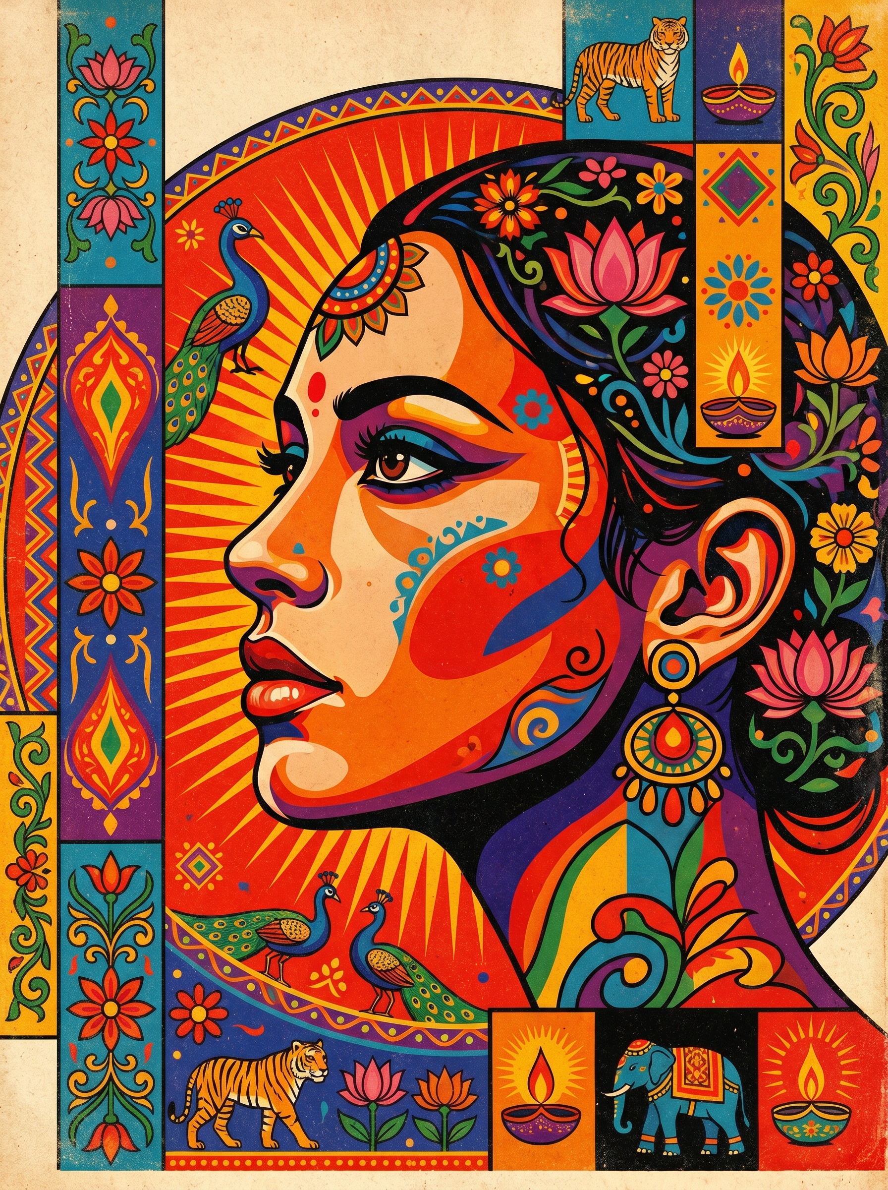Geometric Lotus Woman (150 Color Diamond Painting)