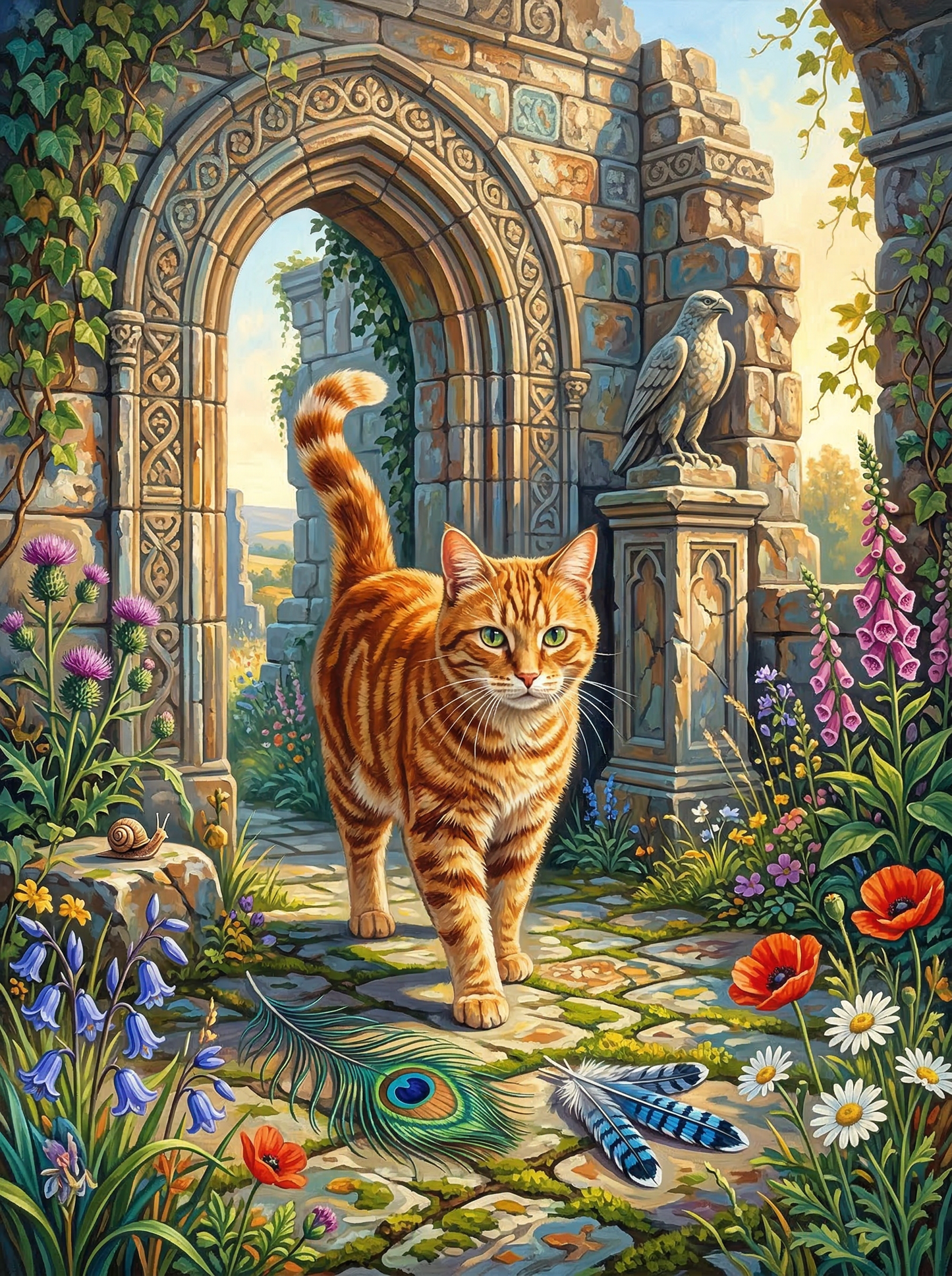 Ginger Cat Stone Archway (Diamond Painting)