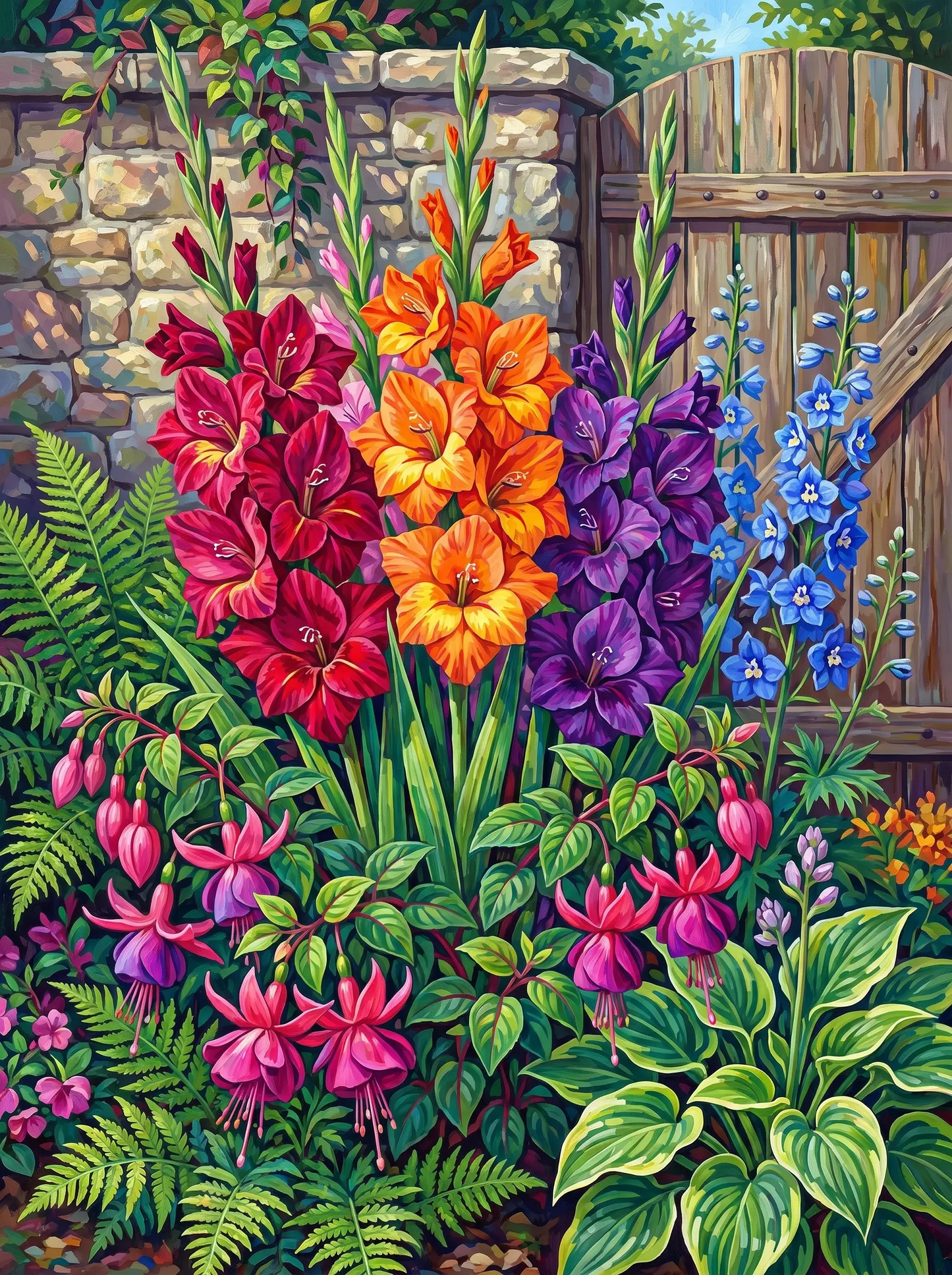 Gladiolus Garden Fence (Diamond Painting)