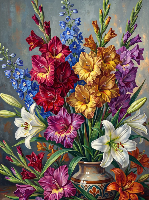 Gladiolus Lily Vase (Diamond Painting)