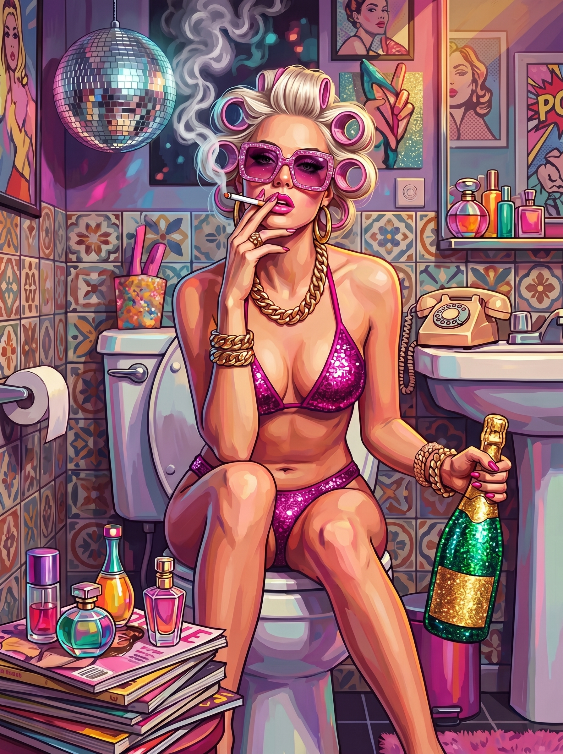 Glam Disco Bathroom Queen — Paintly art kit