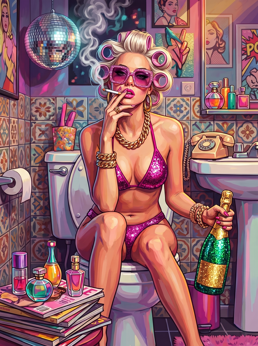 Glam Disco Bathroom Queen (100 Color Diamond Painting)