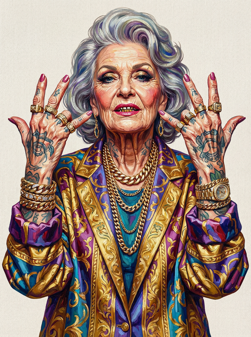 Glamorous Gold Gesture Woman (100 Color Diamond Painting)