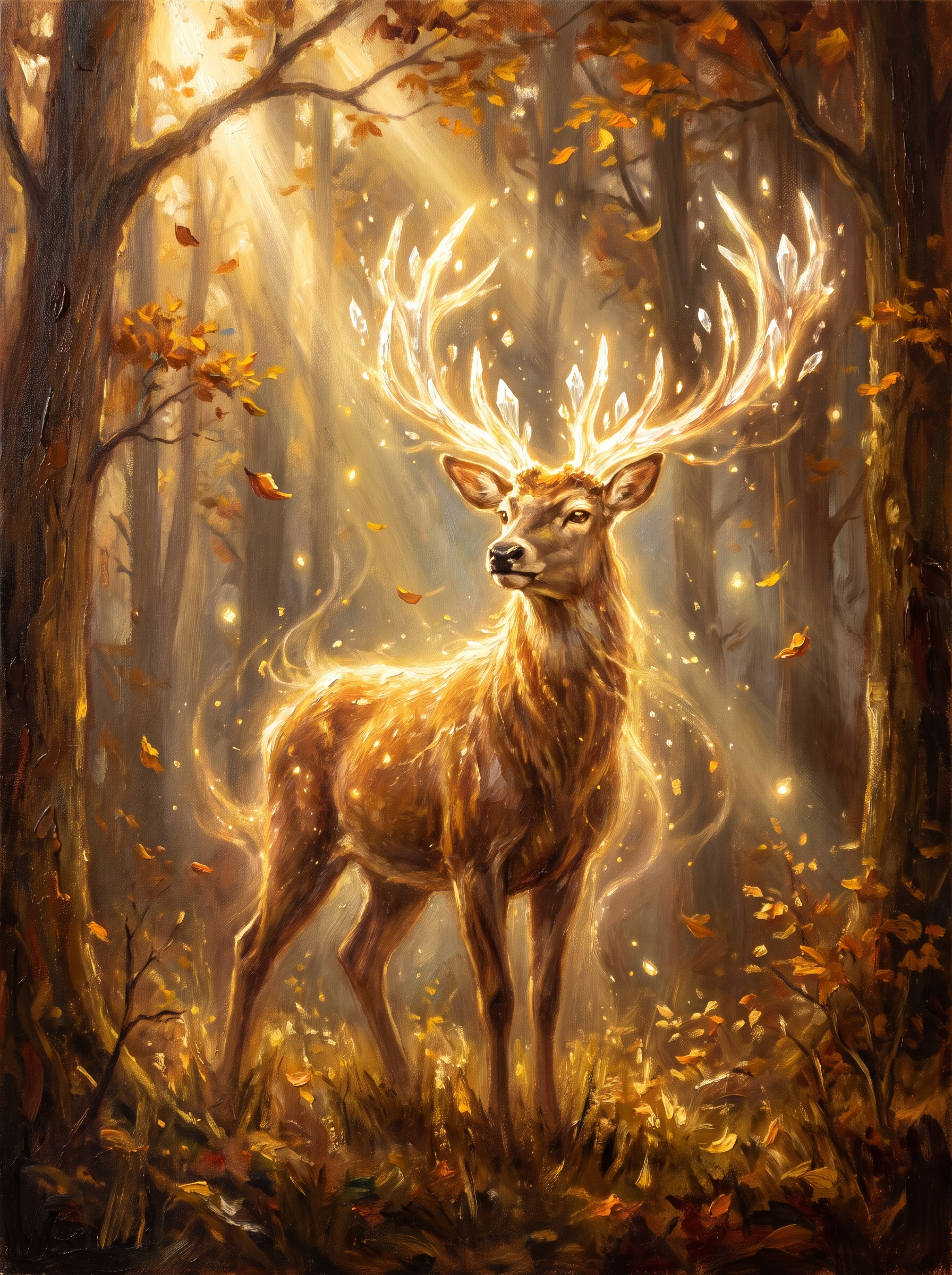 Glowing Deer Spirit Autumn Forest