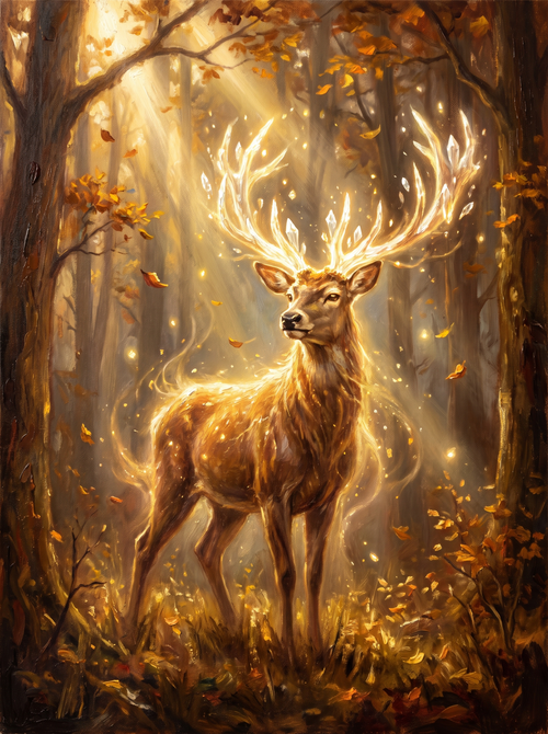 Glowing Deer Spirit Autumn Forest