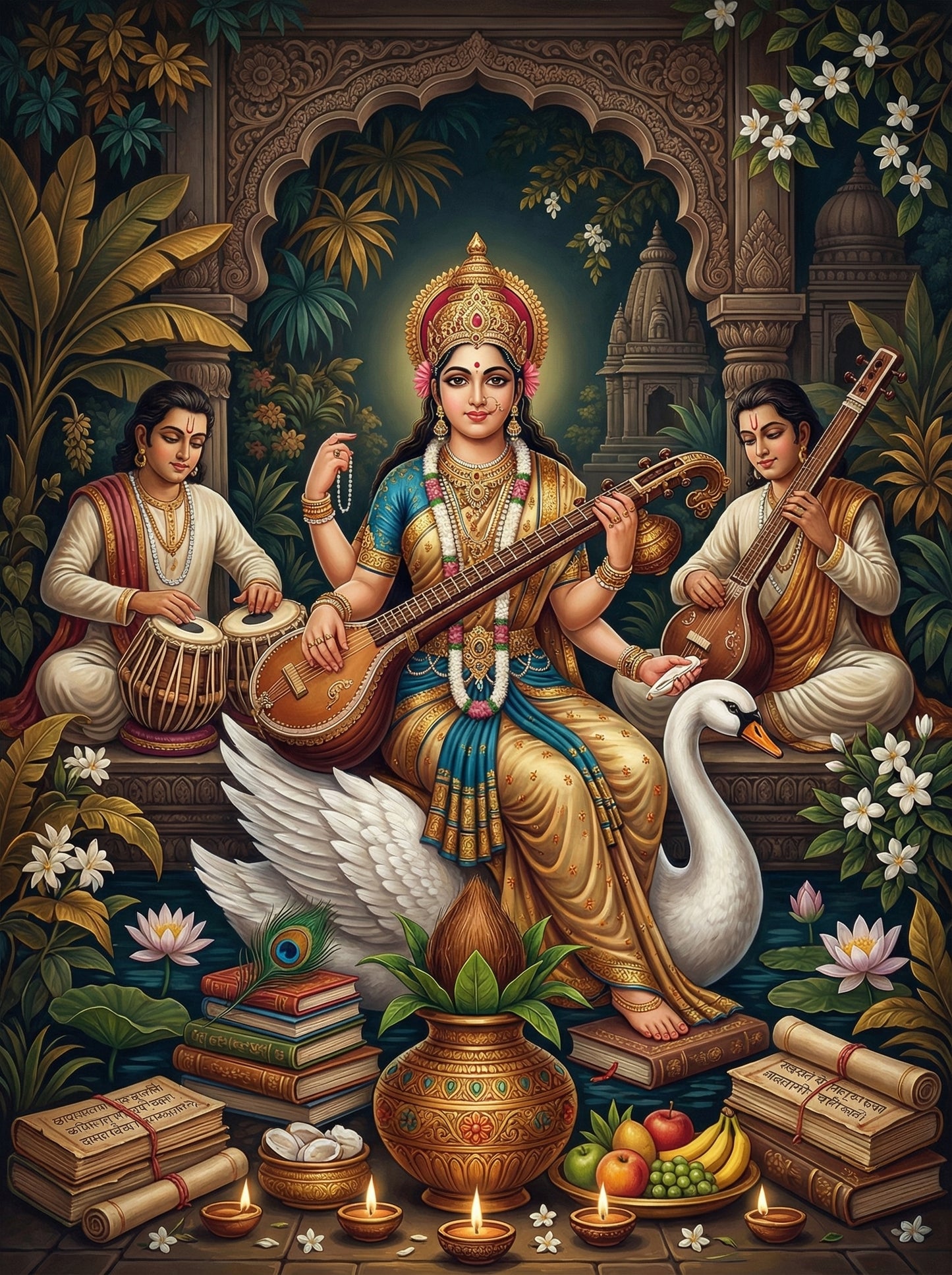 Goddess Saraswati Musical (100 Color Diamond Painting) Diamond Painting kit