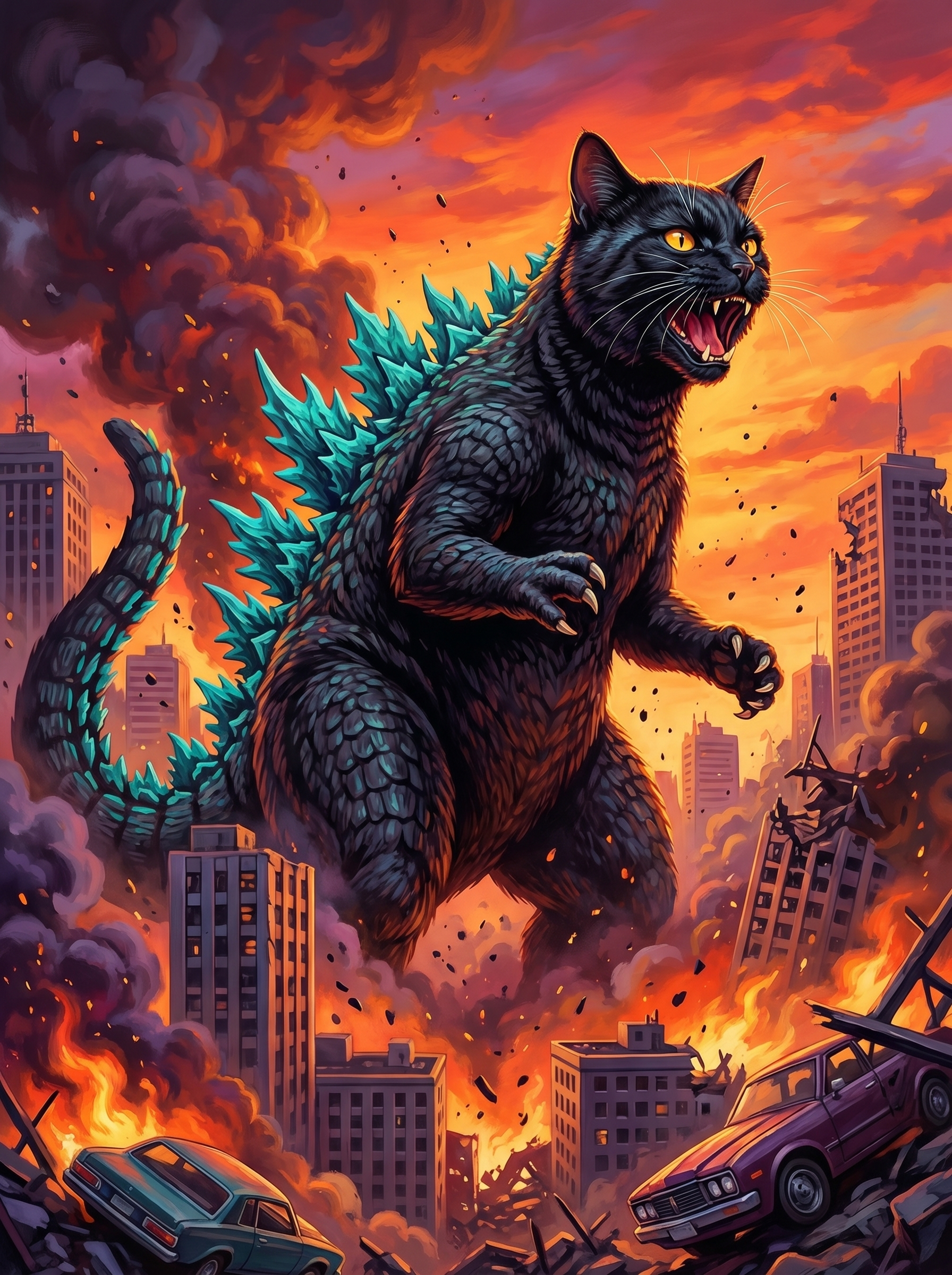 Godzilla City Monster Attack (100 Color Diamond Painting) Diamond Painting kit