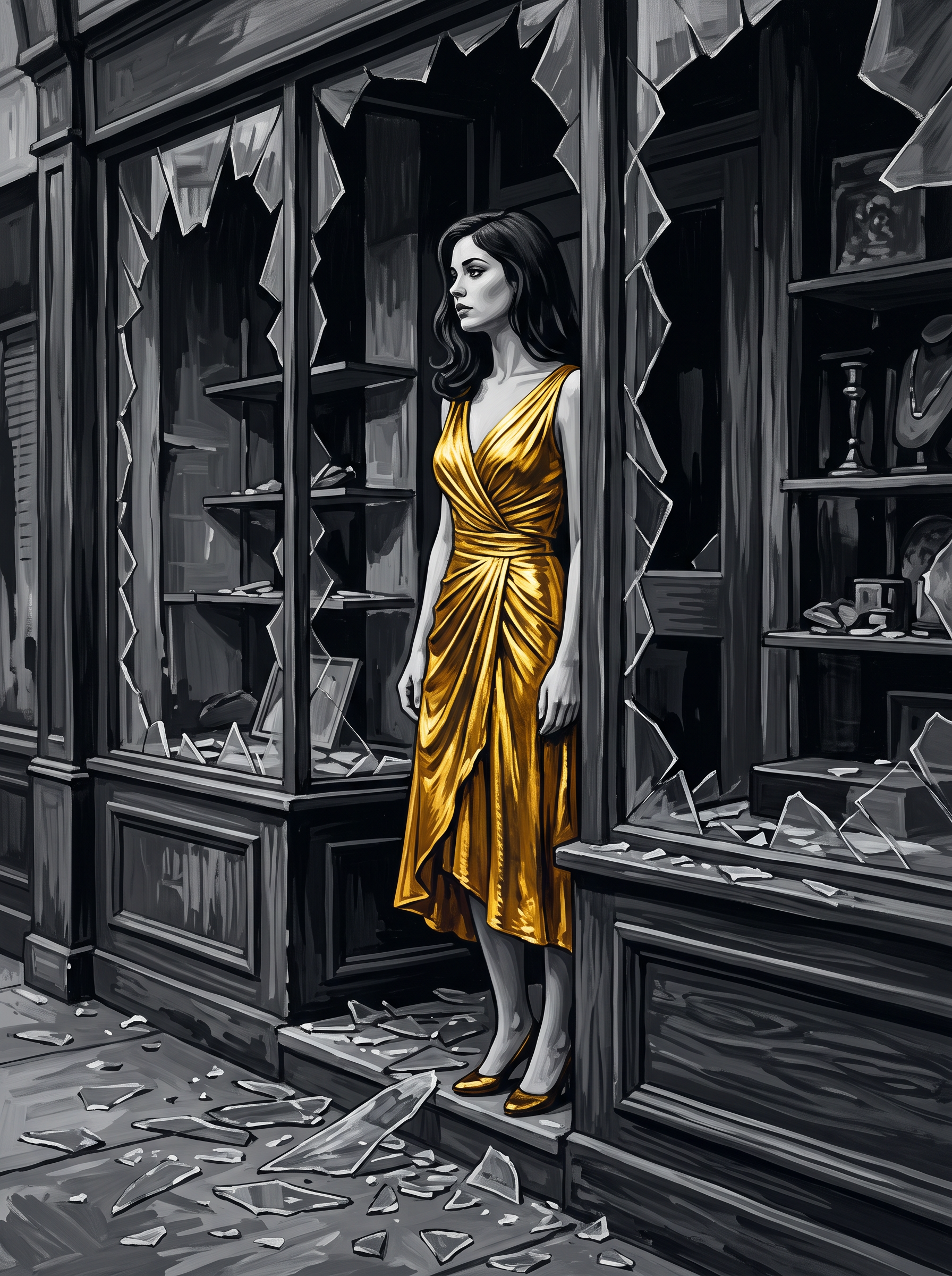 Gold Lame Shop Window