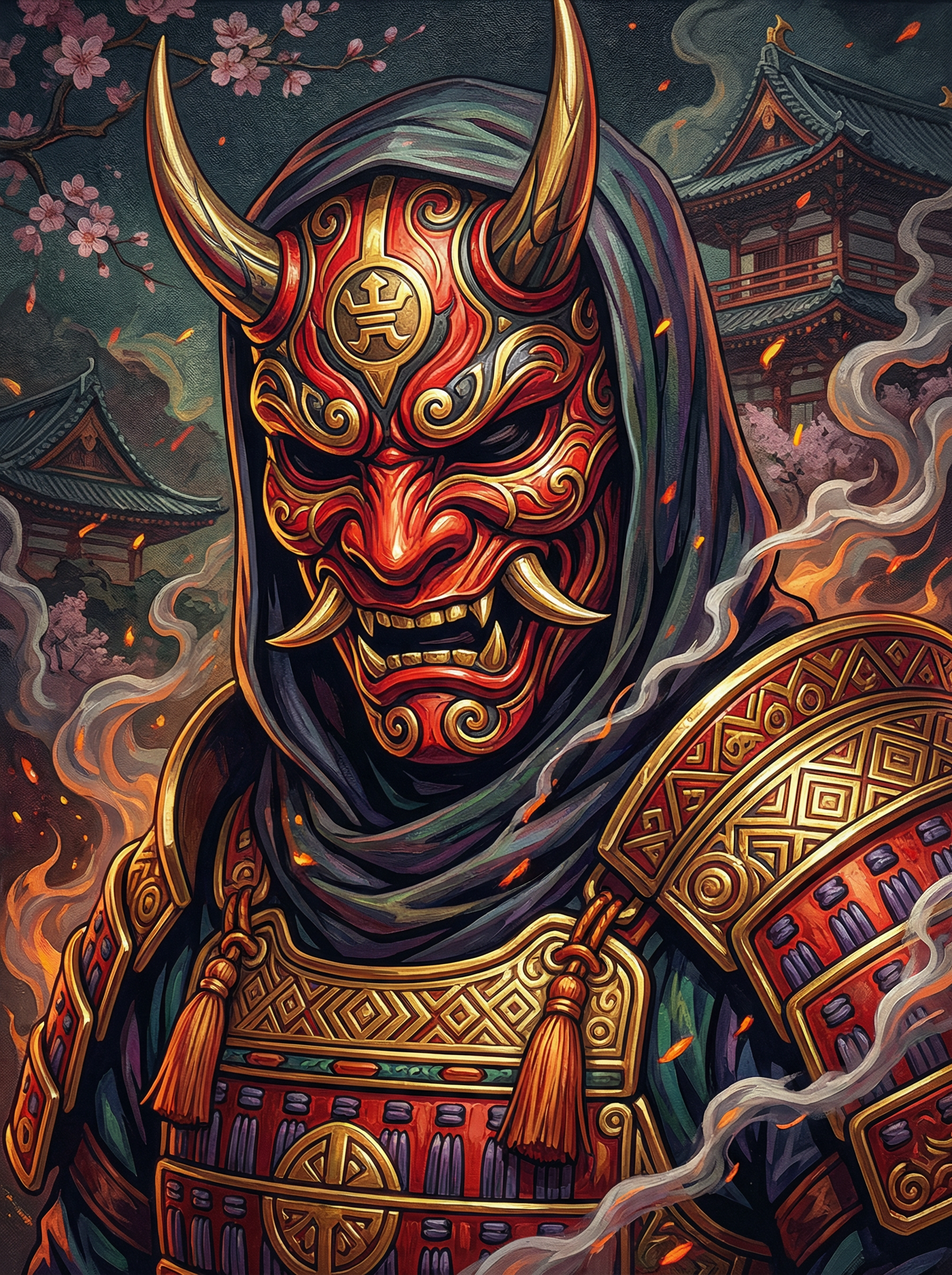 Golden Demon Warrior Mask (100 Color Diamond Painting) Diamond Painting kit