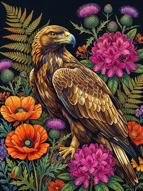 Golden Eagle Botanicals (100 Color Diamond Painting) Diamond Painting kit