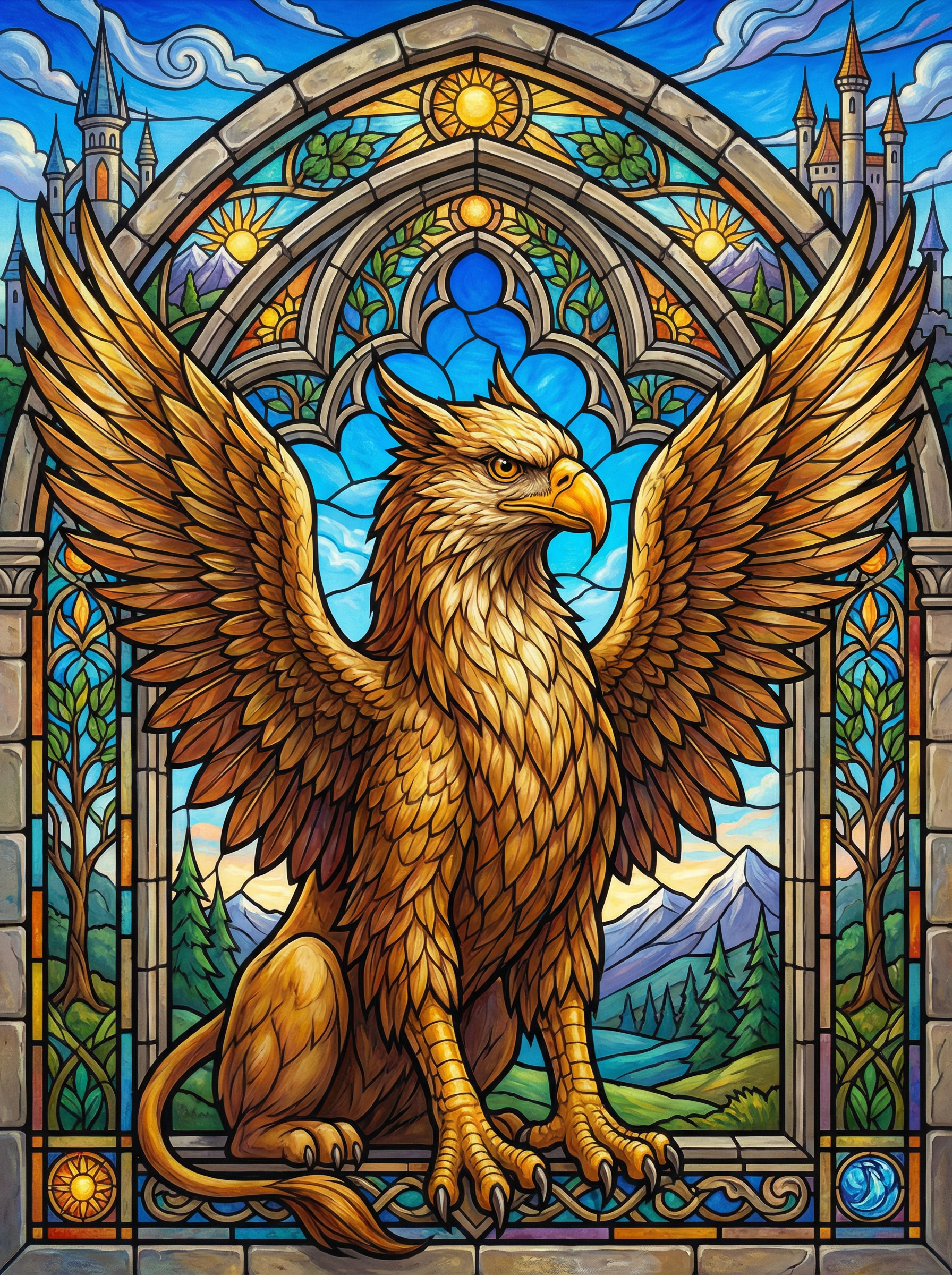 Golden Griffin Cathedral (Diamond Painting)