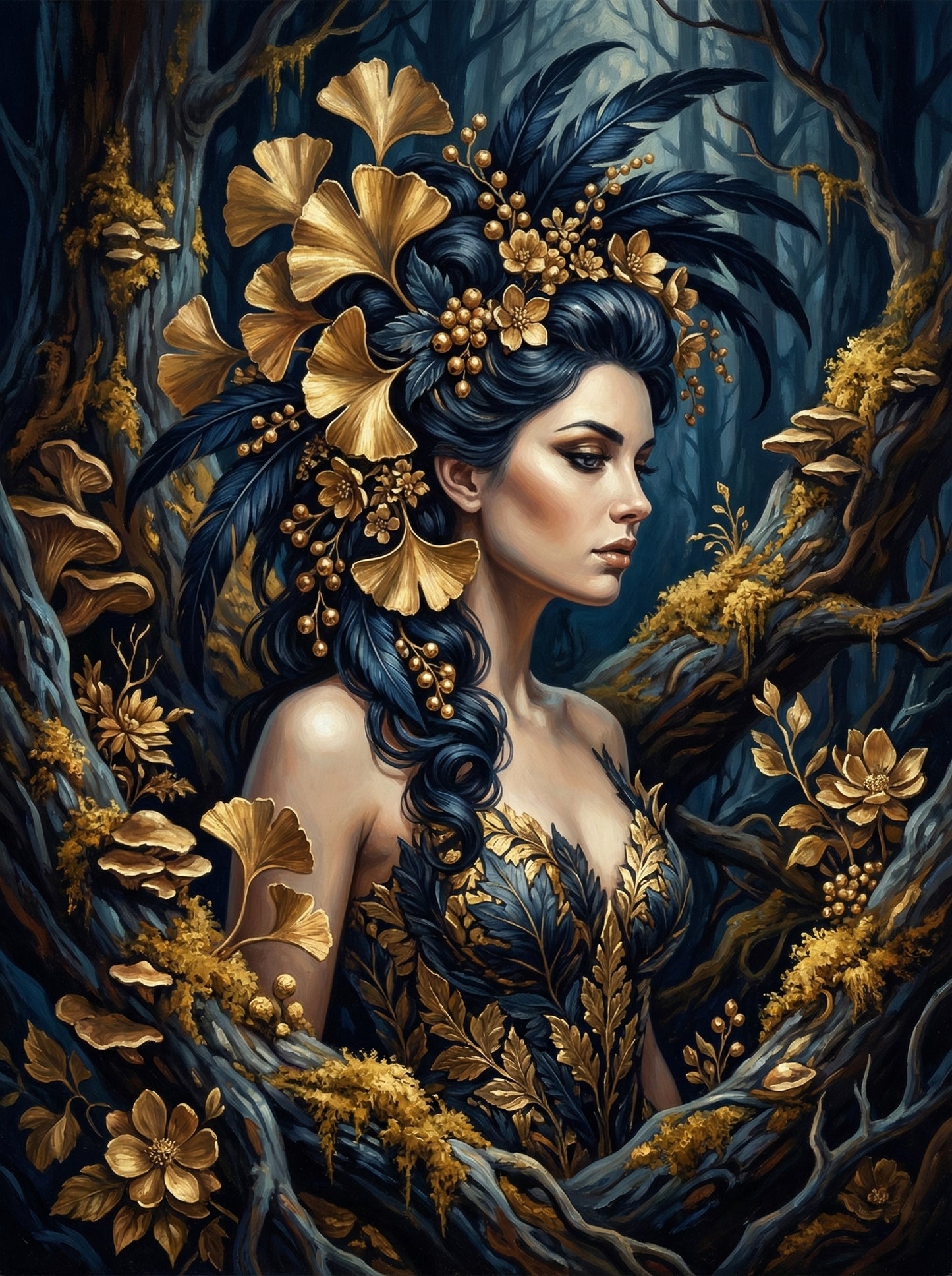 Golden Flowers Ethereal Woman (Diamond Painting) Diamond Painting kit