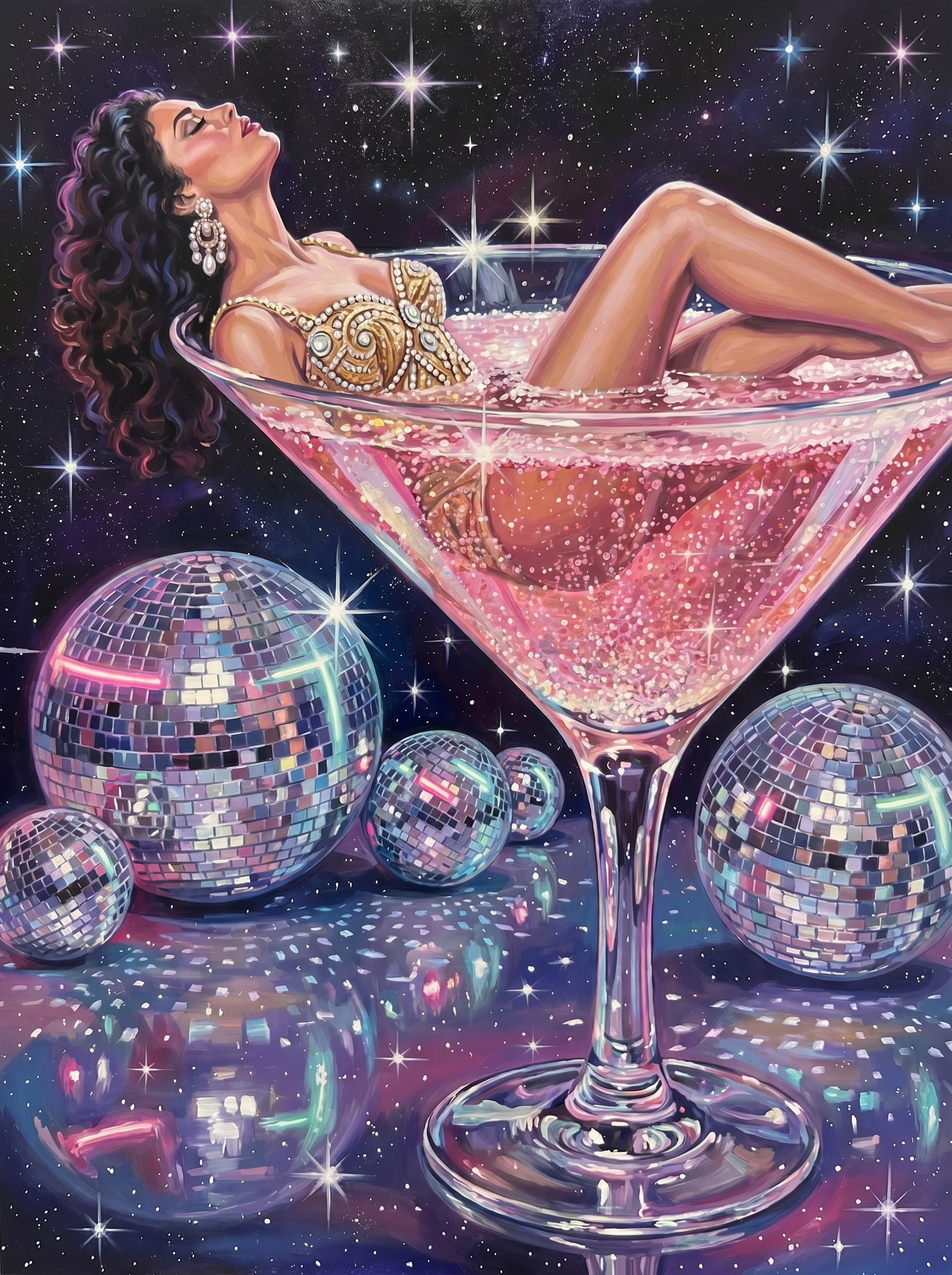 Golden Martini Disco Night (100 Color Diamond Painting) Diamond Painting kit
