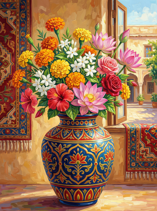 Golden Patterned Blooms (Diamond Painting) Diamond Painting kit