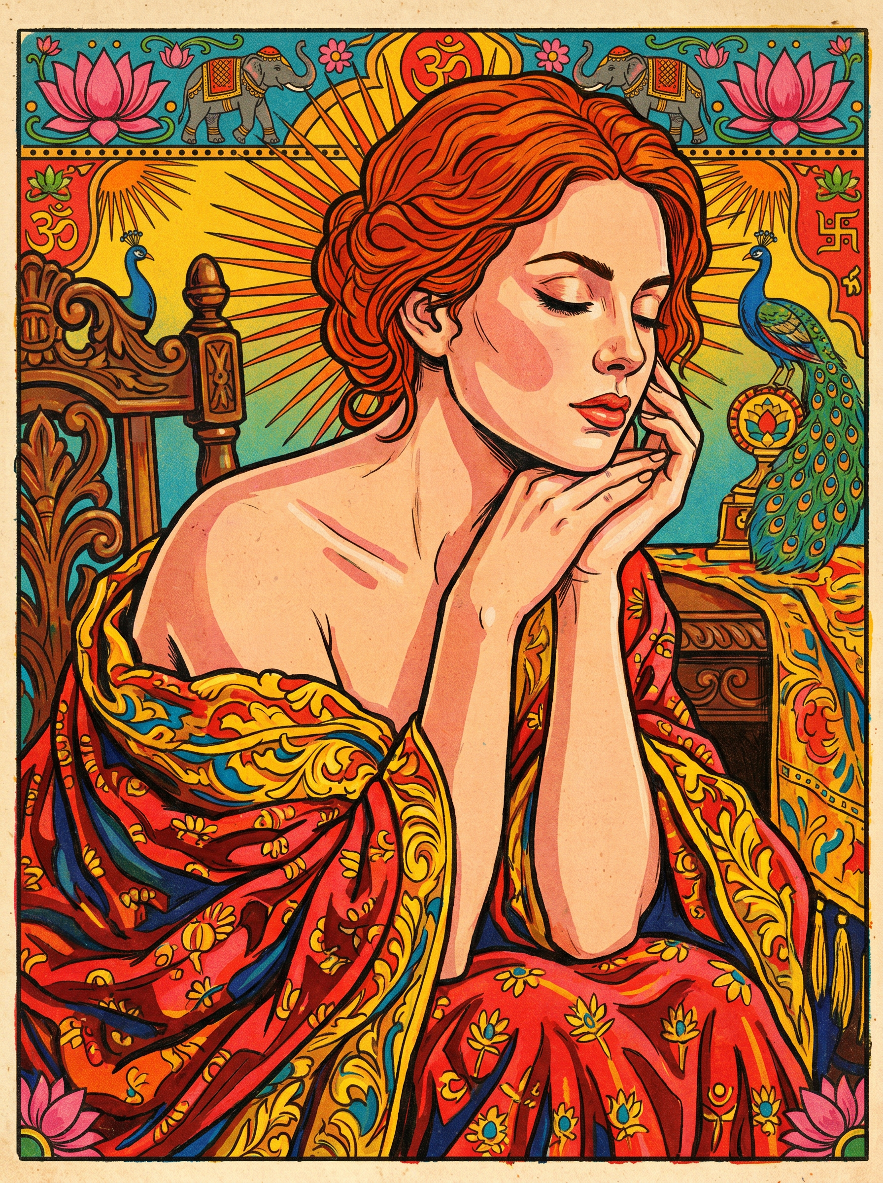 Golden Robe Redhead (150 Color Diamond Painting)