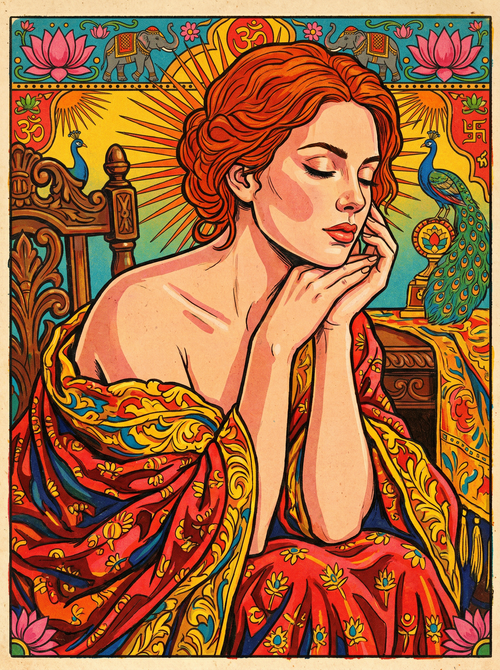 Golden Robe Redhead (150 Color Diamond Painting)