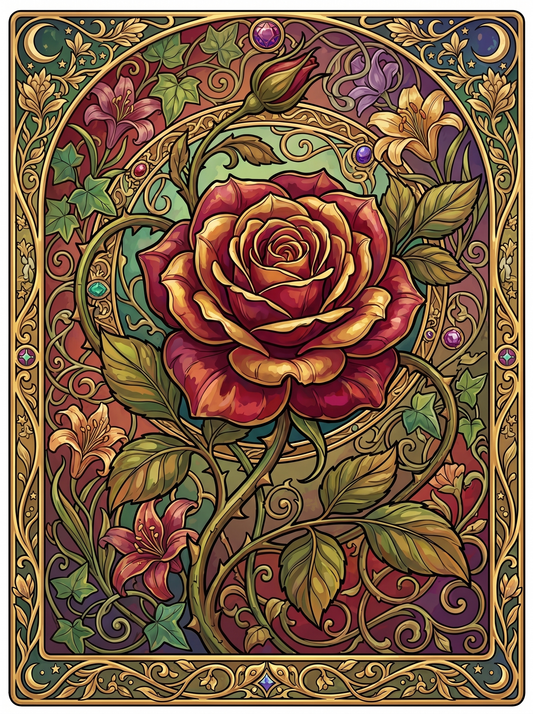 Golden Rose Floral Panel (80 Colors)