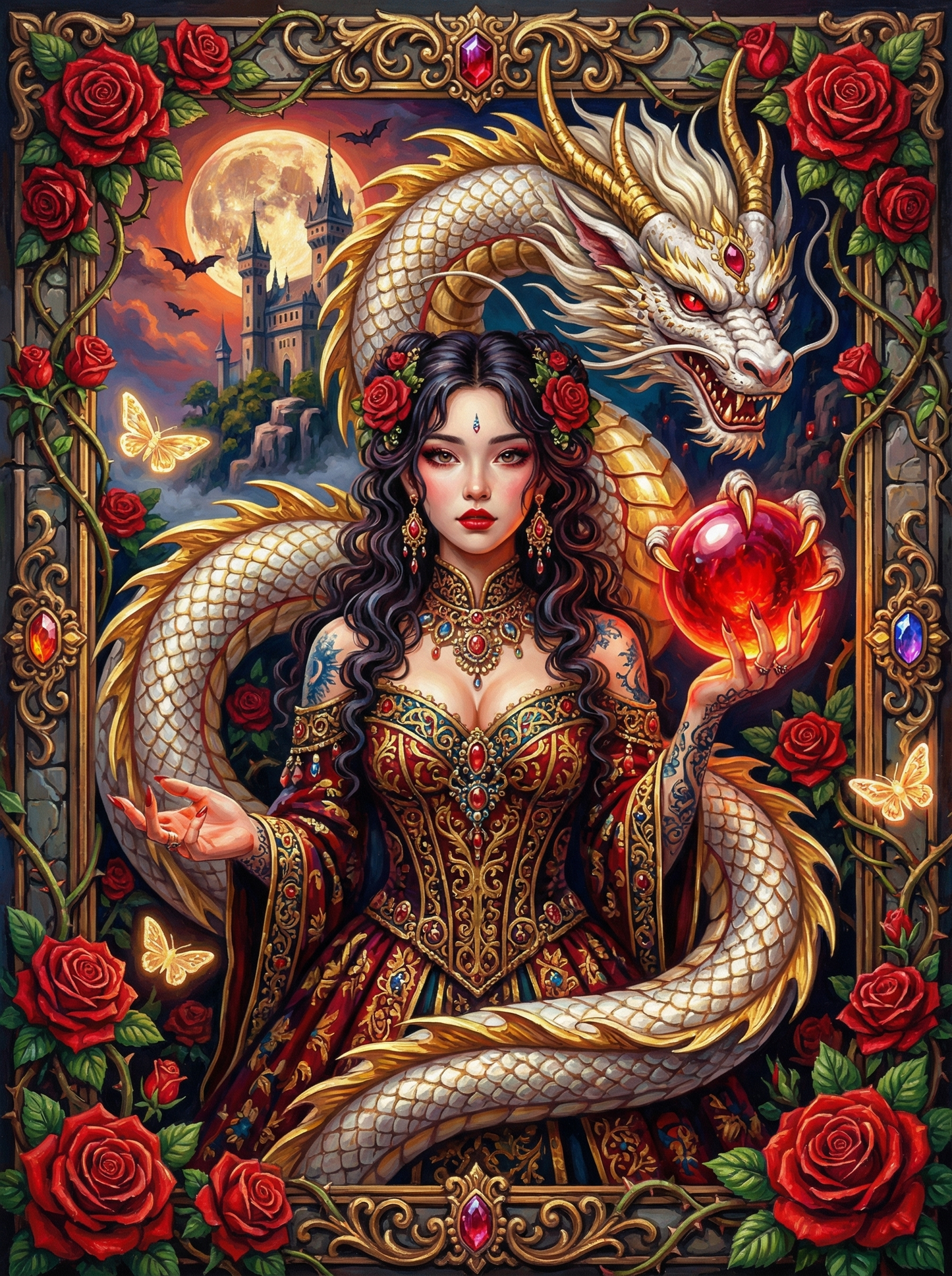 Golden Snake Sorceress (100 Color Diamond Painting)
