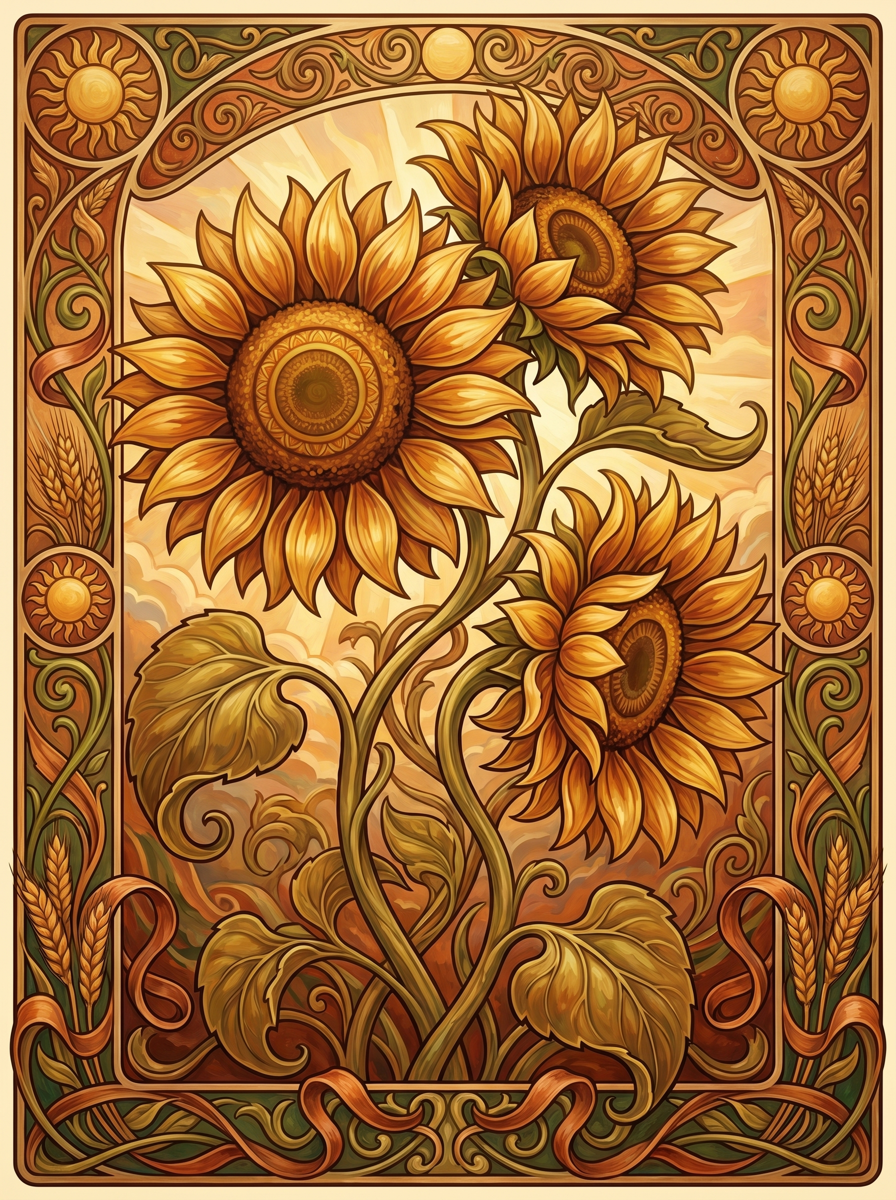 Golden Sunflower Wheat Nouveau (80 Colors)