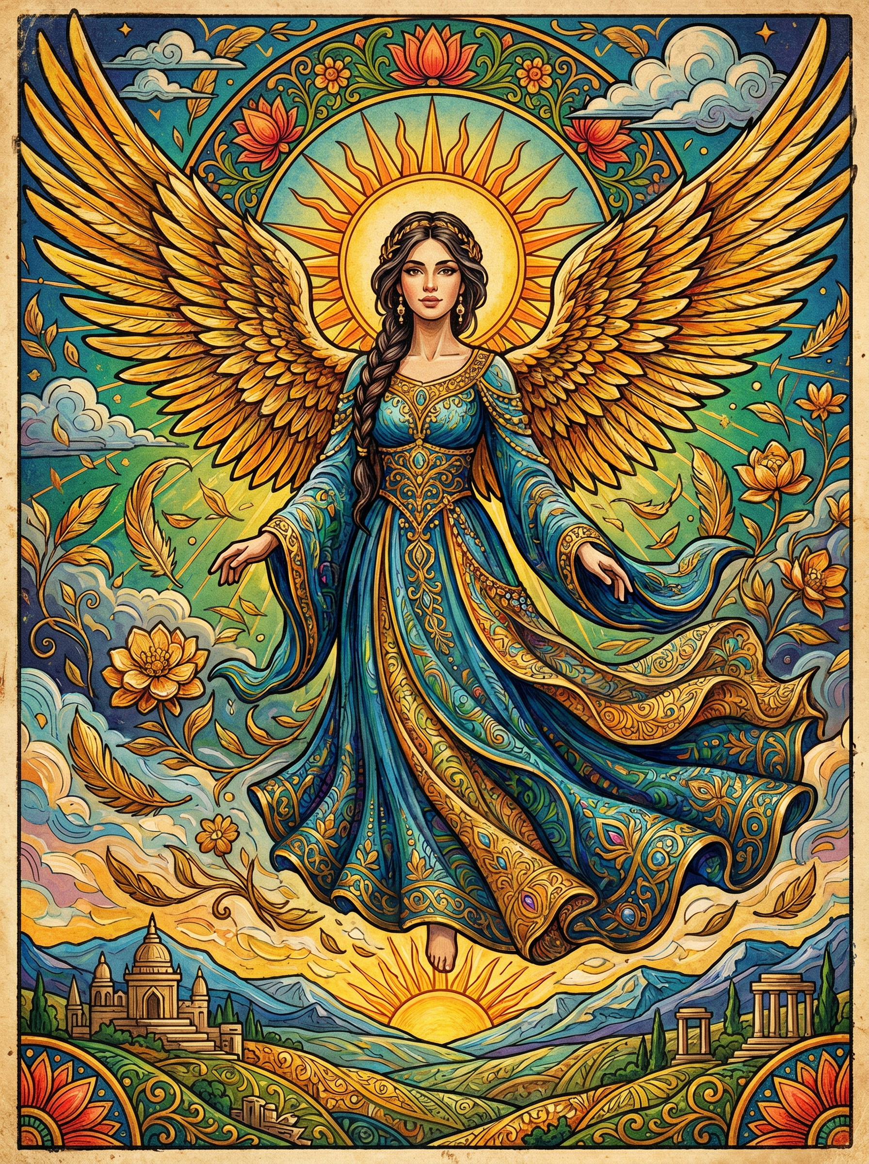 Golden Winged Angel (150 Color Diamond Painting)
