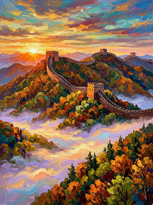 Great Wall Sunrise (150 Color Diamond Painting)