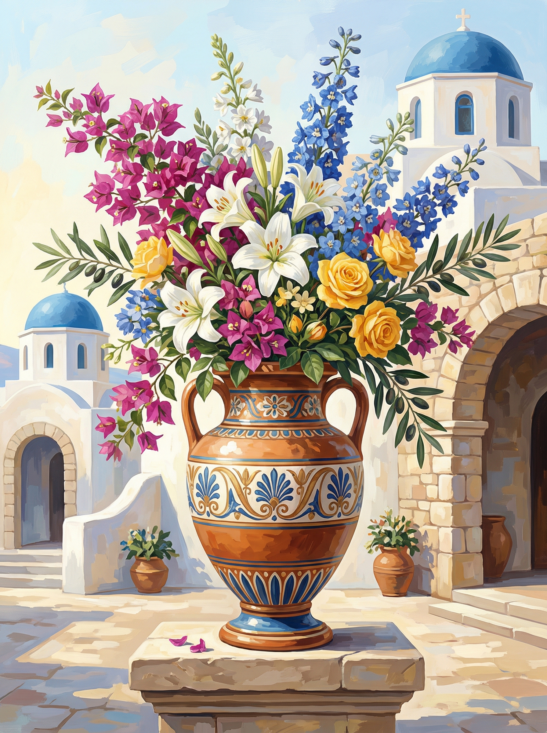 Grecian Courtyard Garden (100 Color Diamond Painting) Diamond Painting kit