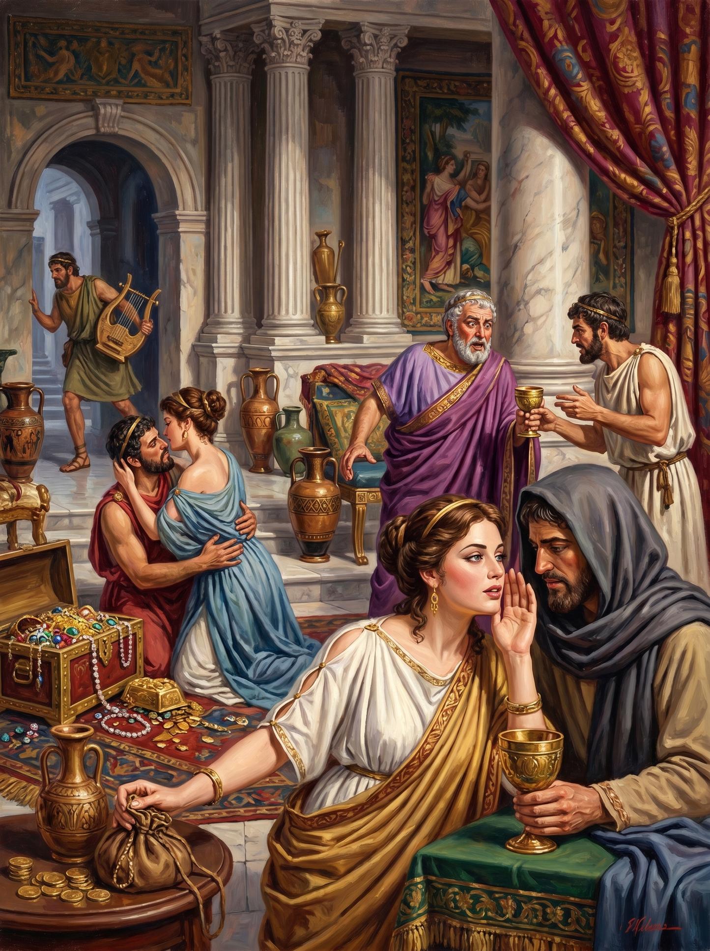 Greek Courtship Seated (150 Color Diamond Painting)