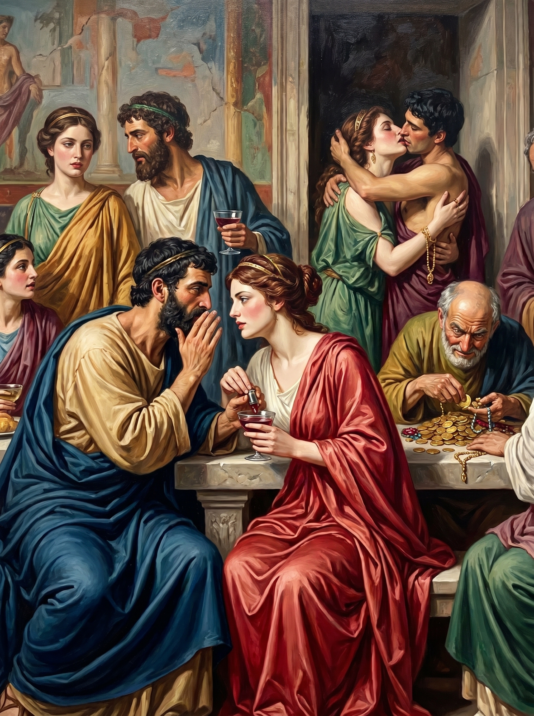 Greek Family Courtyard (150 Color Diamond Painting)