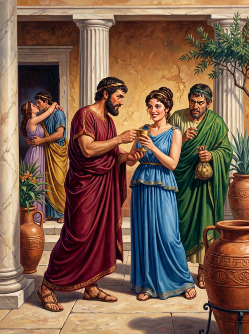 Greek Maidens Conversing (150 Color Diamond Painting)