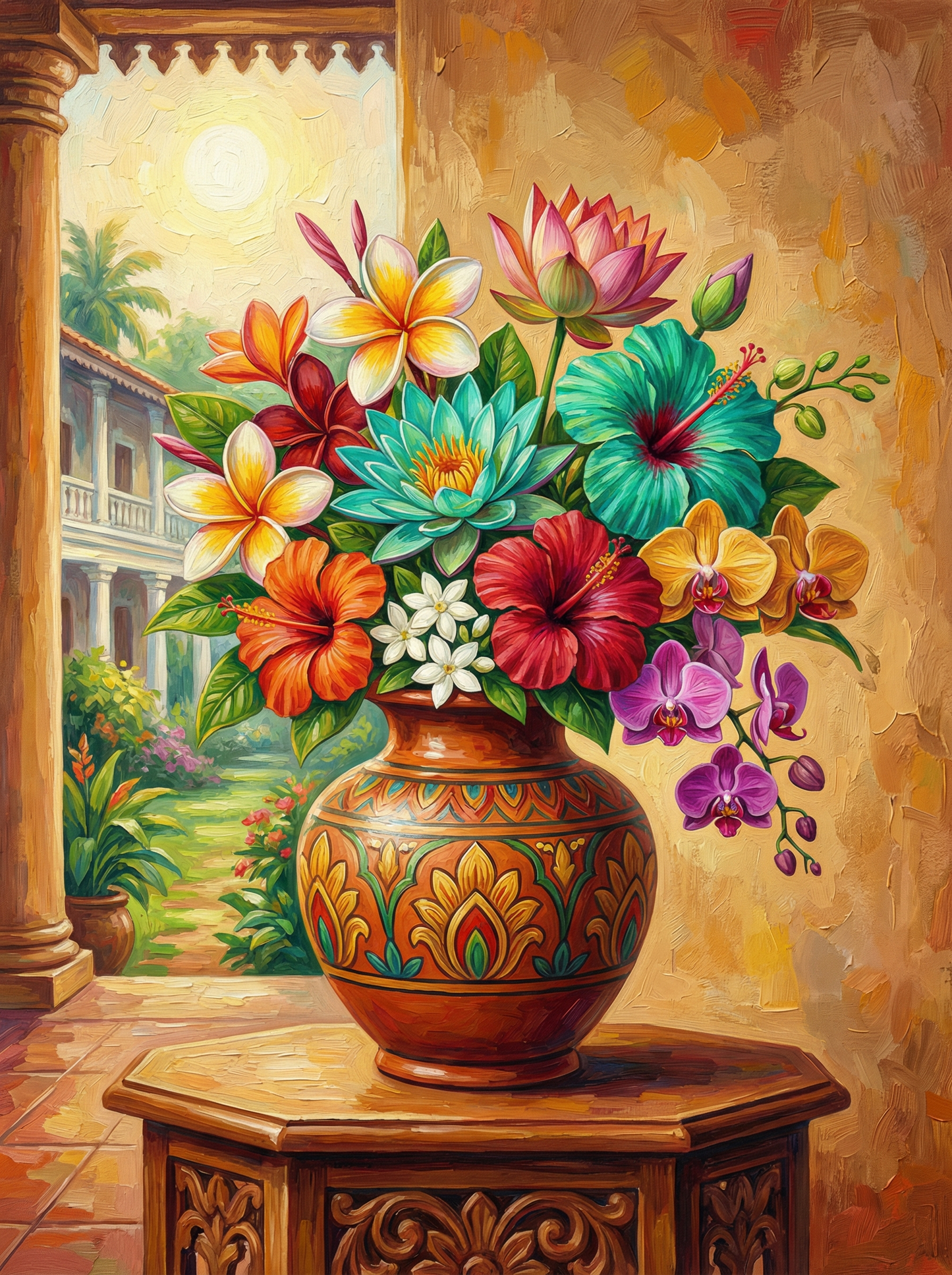 Hacienda Courtyard Flowers (100 Color Diamond Painting) Diamond Painting kit