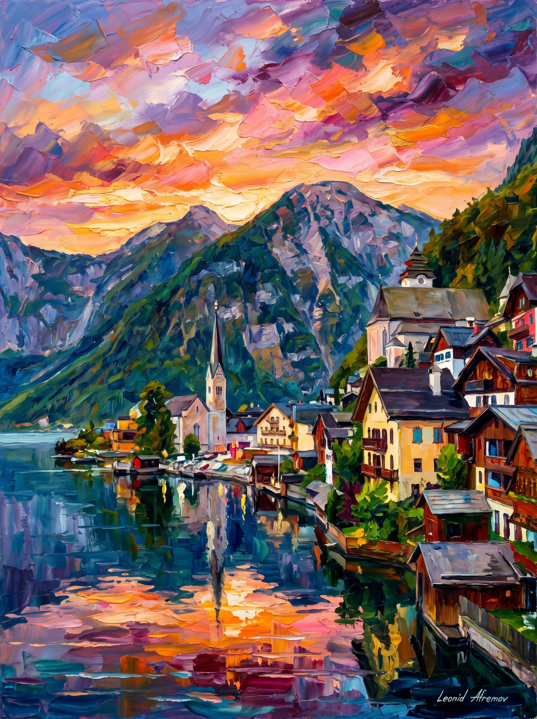 Hallstatt Lake Sunset