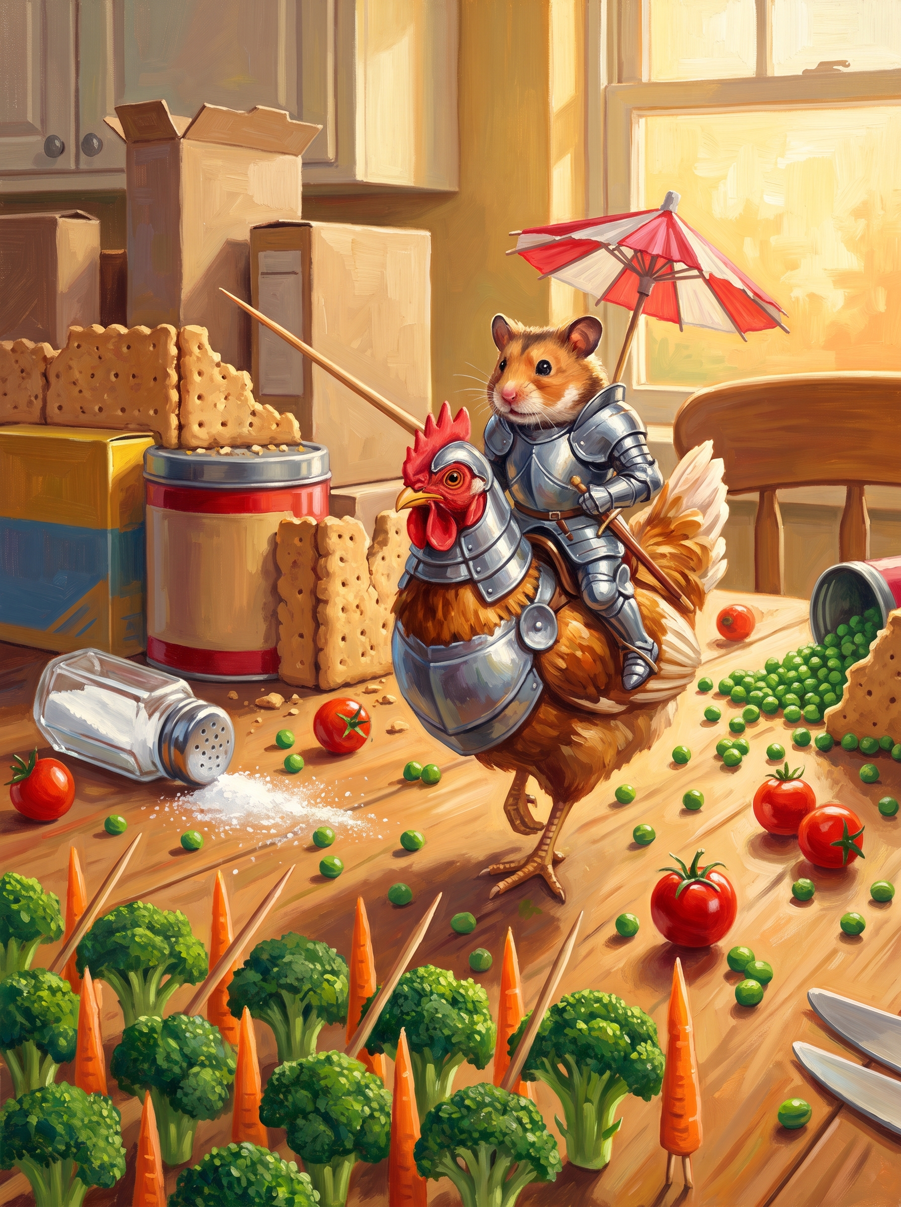 Hamster Knight vs Broccoli