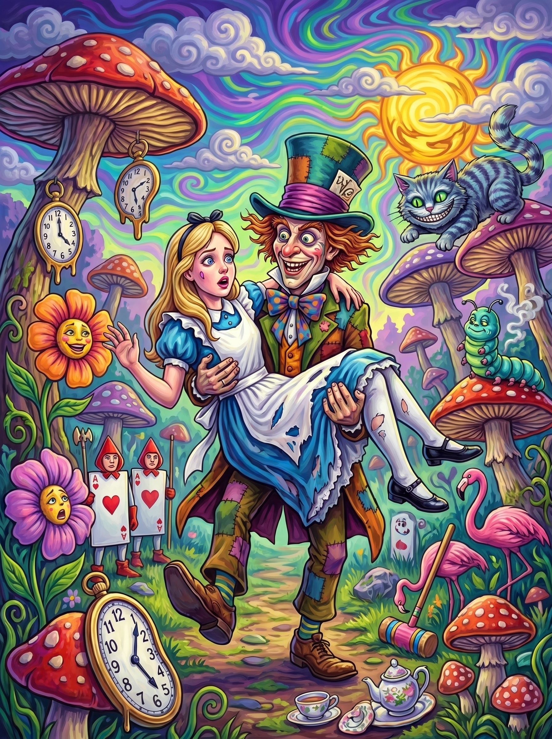 Hatter Carrying Alice (150 Color Diamond Painting)