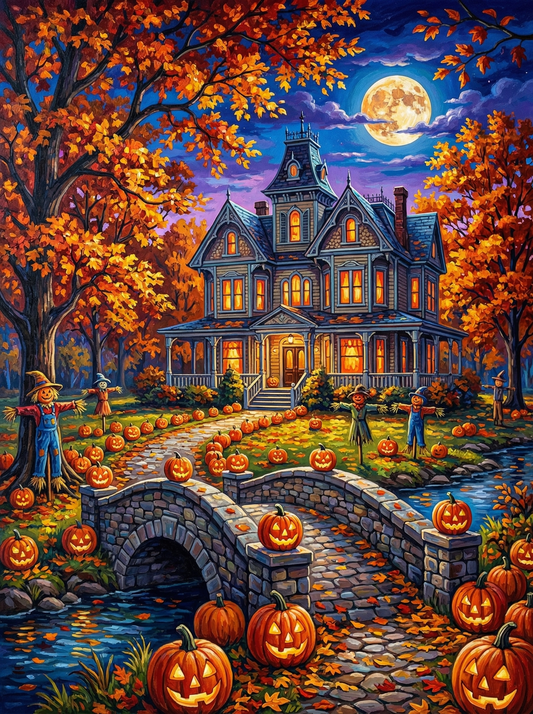 Haunted House Halloween (100 Color Diamond Painting)