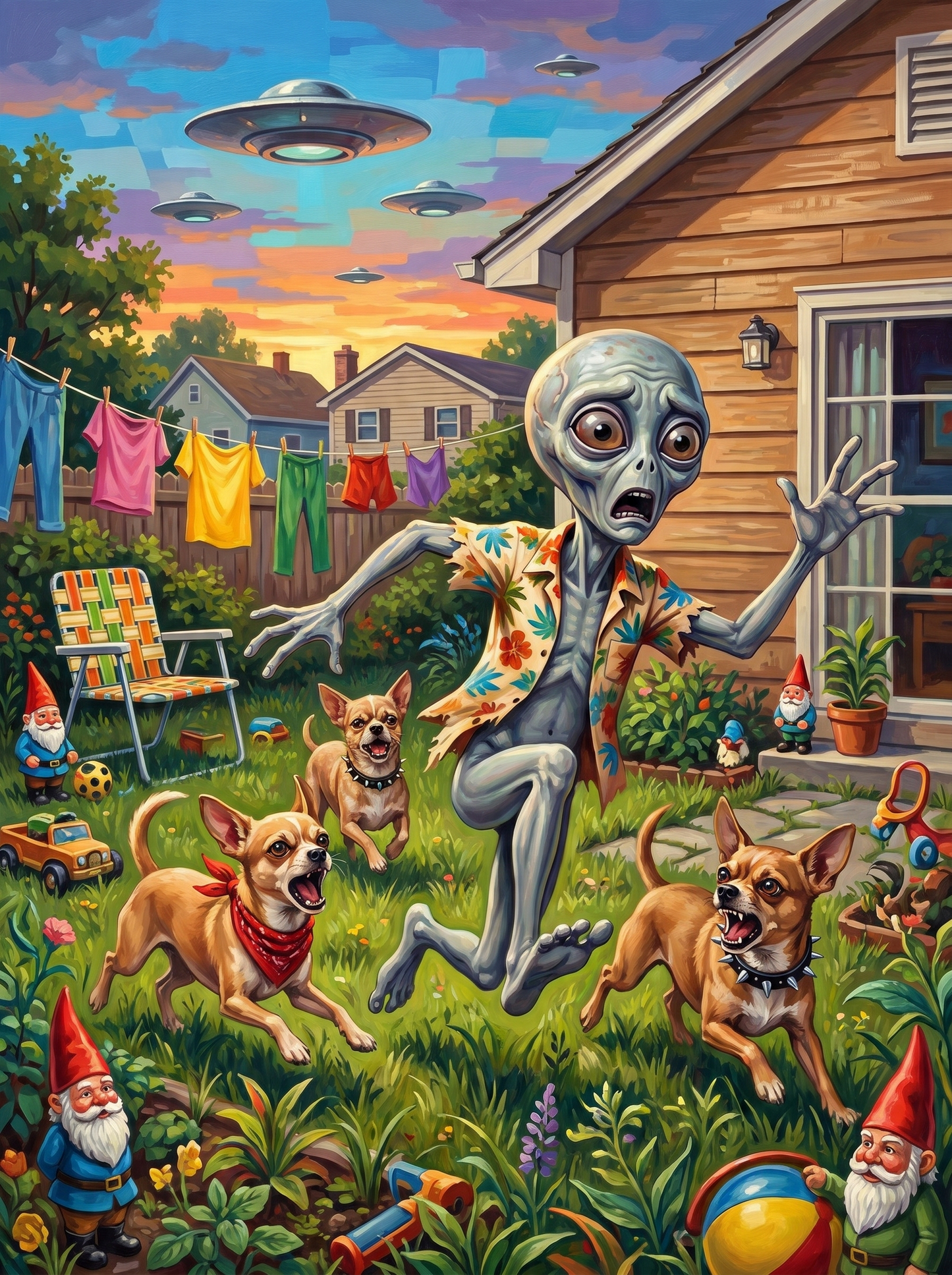 Hawaiian Alien Chihuahuas (150 Color Diamond Painting)