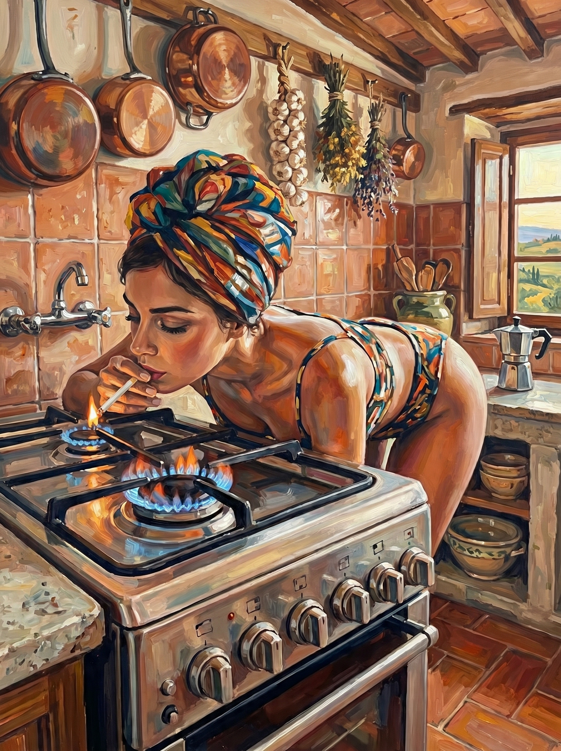 Headwrap Cigarette Stove (150 Color Diamond Painting)