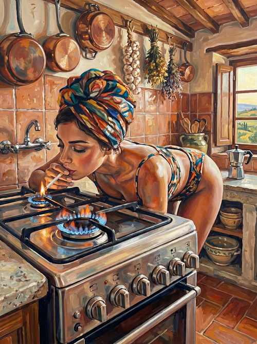 Headwrap Cigarette Stove (150 Color Diamond Painting)
