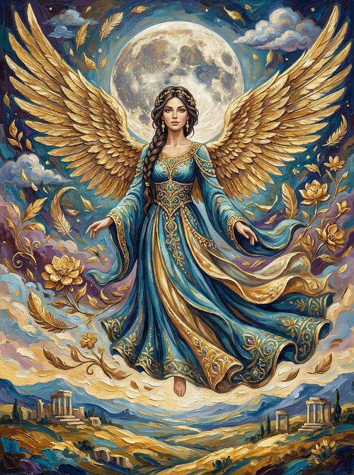 Heavenly Angel With Moonlight (100 Color Diamond Painting)