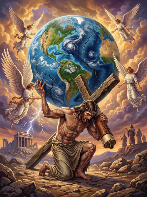 Jesus Carrying the World (150 Color Diamond Painting)