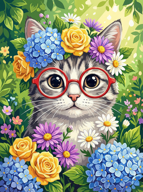 Floral Whisker Muse (100 Color Diamond Painting) Diamond Painting kit